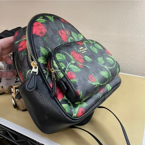 Coach Black and Red Floral Women's Backpack - Picture 2 of 4